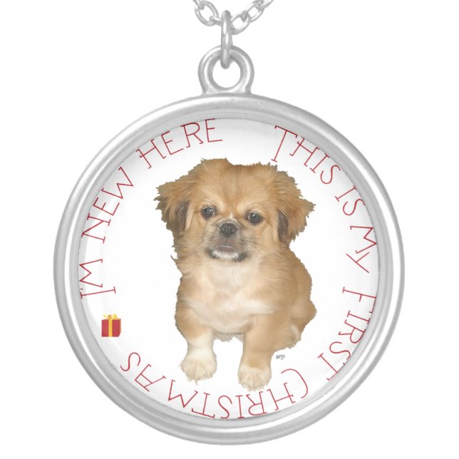 Pekingese Christmas Portrait Necklace (Front)