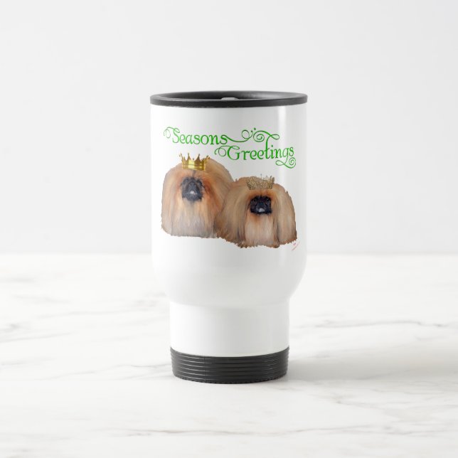 Pekingese Christmas Travel Mug (Center)