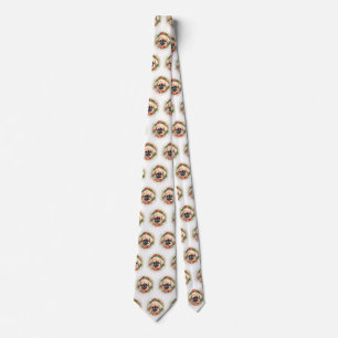 Pekingese Christmas Wreath Festive Pup Neck Tie