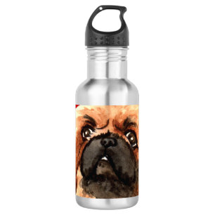 Pekingese Color Block Stainless Steel Water Bottle