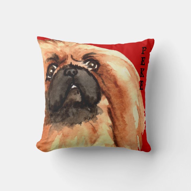 Pekingese Color Block Throw Pillow (Front)