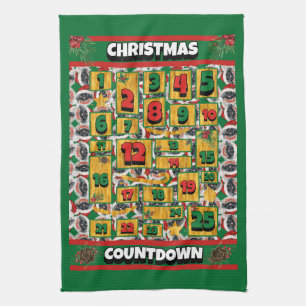 Pekingese Countdown Christmas Advent Calendar Dog Kitchen Towel