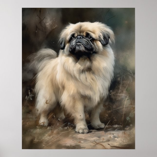 Pekingese Dog Art Print Poster (Front)