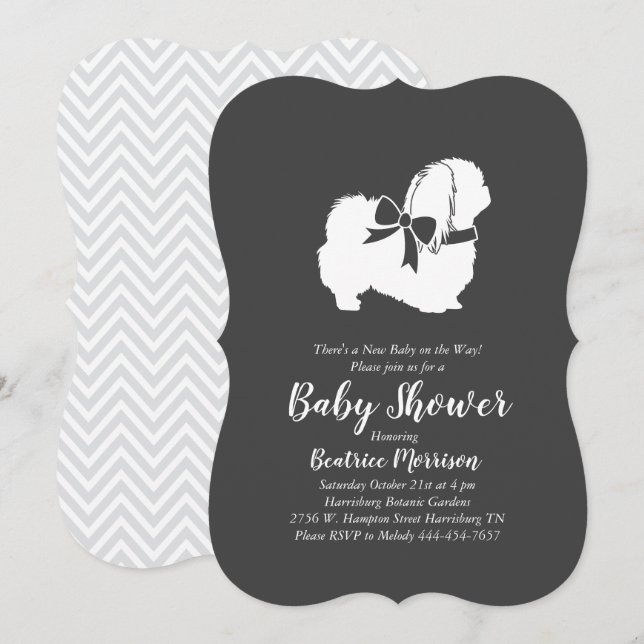 Pekingese Dog Baby Shower Neutral Invitation (Front/Back)