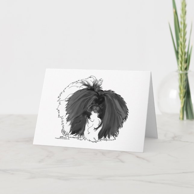 Pekingese Dog Black and White Card (Front)