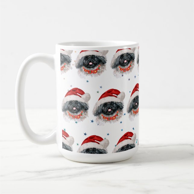 Pekingese Dog Breed Christmas Stars Coffee Mug (Left)