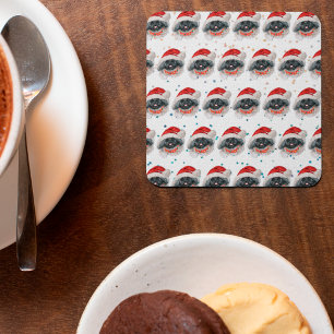 Pekingese Dog Breed Christmas Stars Square Paper Coaster