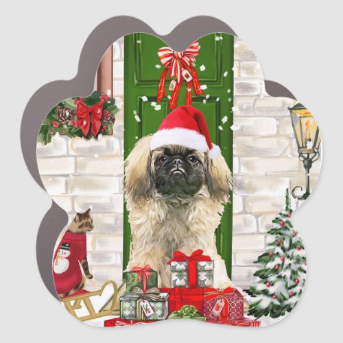 Pekingese Dog Christmas  Car Magnet