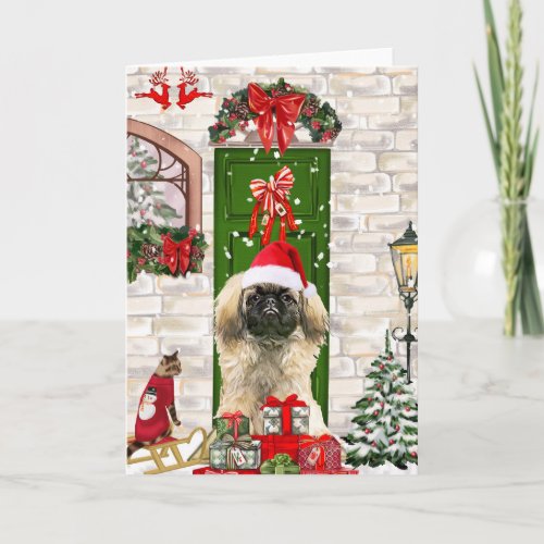 Pekingese Dog Christmas  Card