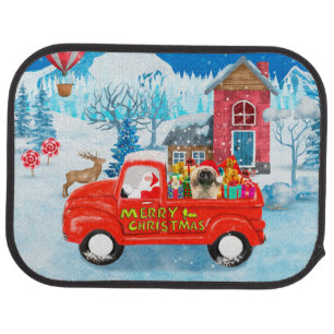 Pekingese Dog Christmas Delivery Truck Snow Car Floor Mat