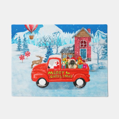 Pekingese Dog Christmas Delivery Truck Snow  Doormat