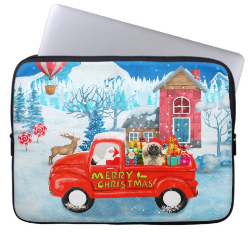Pekingese Dog Christmas Delivery Truck Snow  Laptop Sleeve