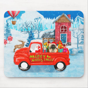 Pekingese Dog Christmas Delivery Truck Snow  Mouse Pad