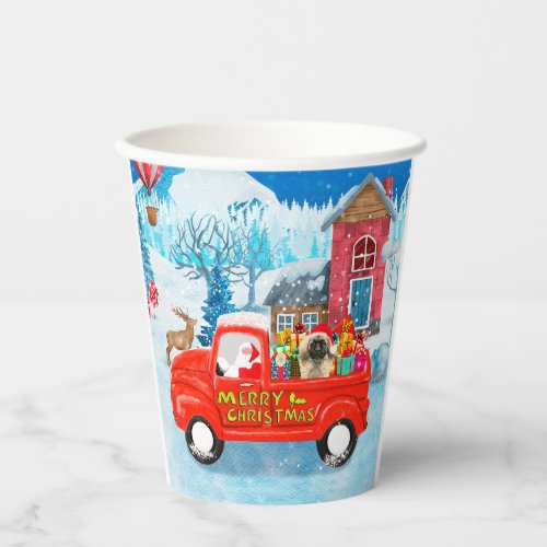Pekingese Dog Christmas Delivery Truck Snow Paper Cups