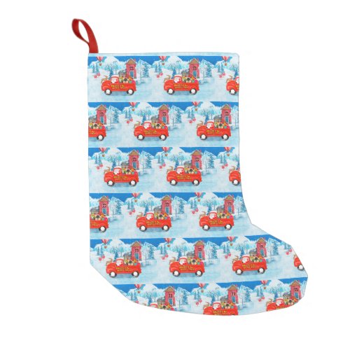Pekingese Dog Christmas Delivery Truck Snow Small Christmas Stocking