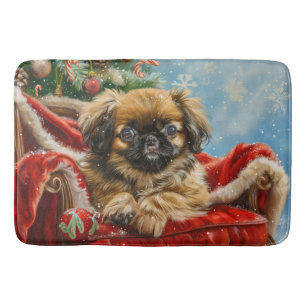 Pekingese Dog Christmas Festive Bath Mat