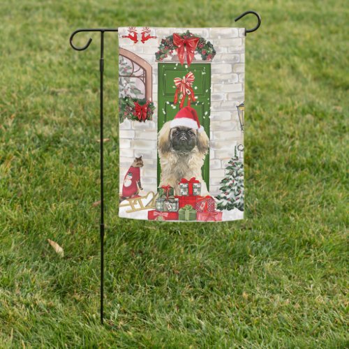 Pekingese Dog Christmas Garden Flag