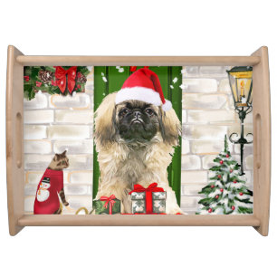 Pekingese Dog Christmas Gift Bag Serving Tray