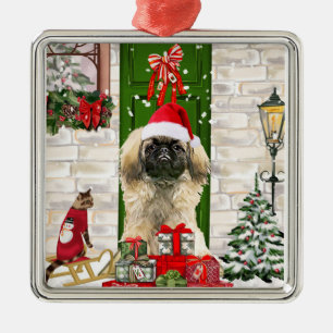 Pekingese Dog Christmas Metal Ornament