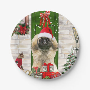 Pekingese Dog Christmas  Paper Plates