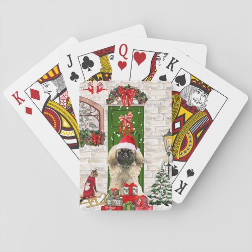 Pekingese Dog Christmas  Poker Cards