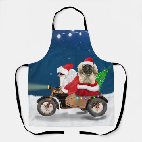 Pekingese Dog Christmas Santa Claus   Apron