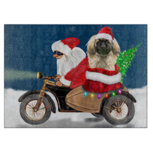 Pekingese Dog Christmas Santa Claus Cutting Board
