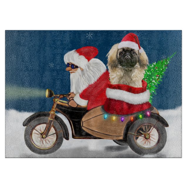 Pekingese Dog Christmas Santa Claus  Cutting Board (Front)
