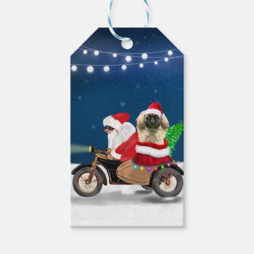 Pekingese Dog Christmas Santa Claus Gift Tags