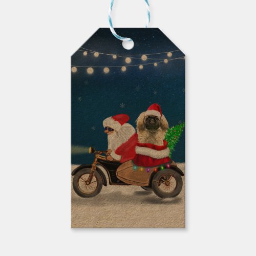 Pekingese Dog Christmas Santa Claus   Gift Tags