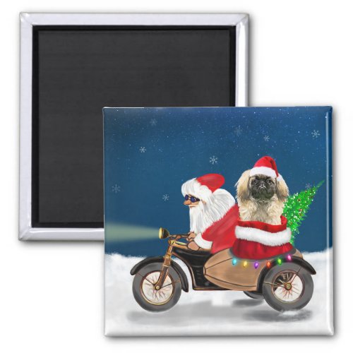 Pekingese Dog Christmas Santa Claus   Magnet