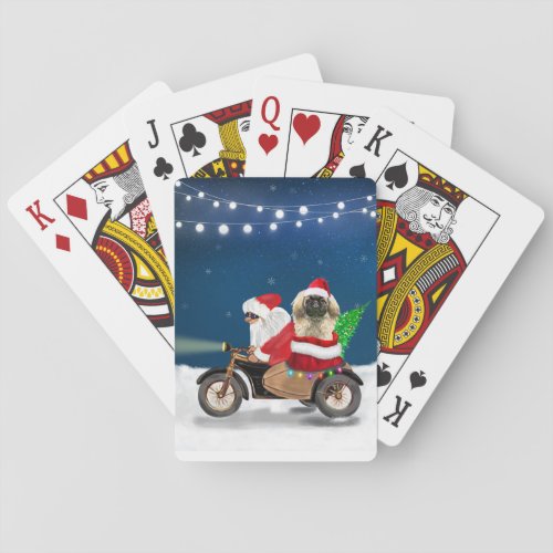 Pekingese Dog Christmas Santa Claus Playing Cards