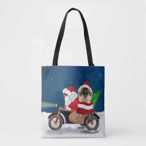 Pekingese Dog Christmas Santa Claus  Tote Bag