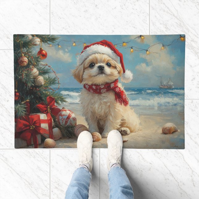 Pekingese Dog Christmas Vintage Beach  Doormat (Indoor)