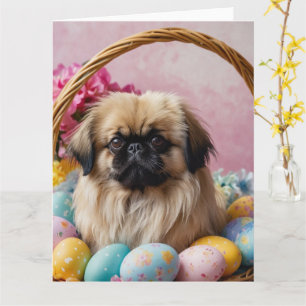 Pekingese Dog Easter Eggs Card