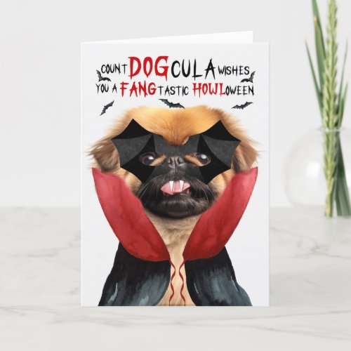 Pekingese Dog Funny Count DOGcula Halloween Holiday Card