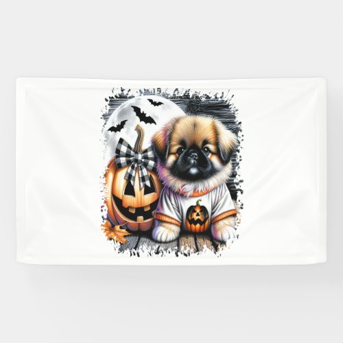 Pekingese Dog Halloween Square Banner