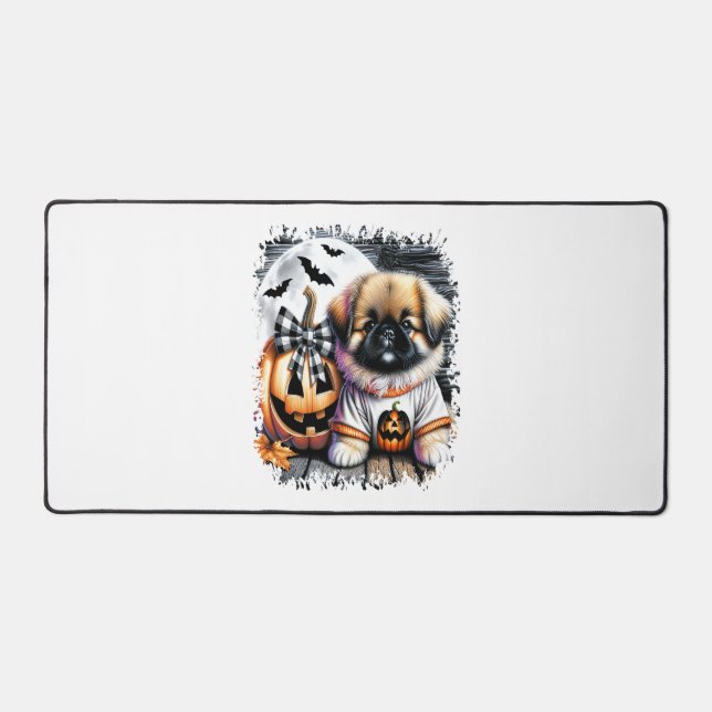 Pekingese Dog Halloween Square Desk Mat (Front)