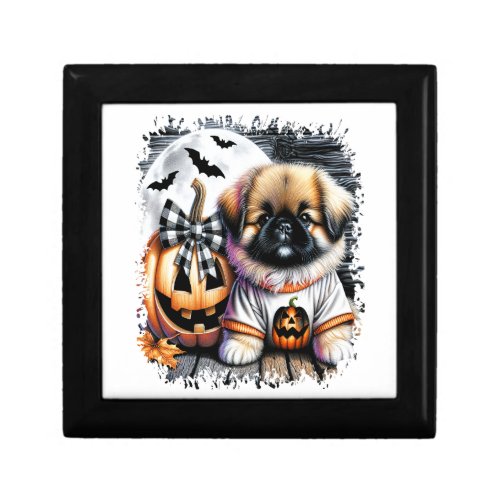 Pekingese Dog Halloween Square Gift Box