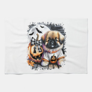 Pekingese Dog Halloween Square Kitchen Towel