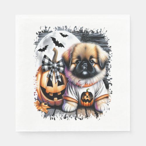 Pekingese Dog Halloween Square Napkins
