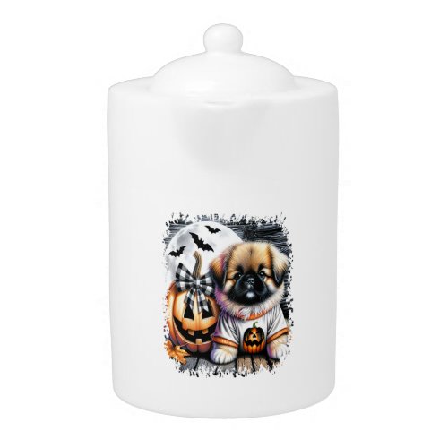 Pekingese Dog Halloween Square Teapot