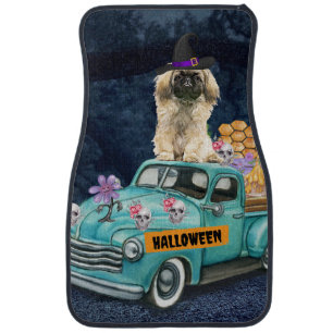 Pekingese Dog Halloween Truck Scary Night Car Floor Mat