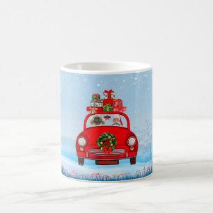 Pekingese Dog In Car With Santa Claus Coffee Mug