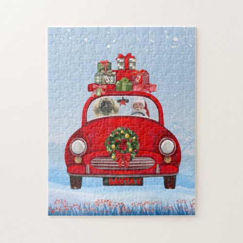 Pekingese Dog In Car With Santa Claus  Jigsaw Puzzle