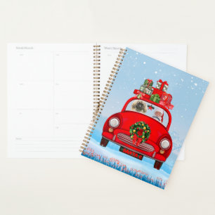 Pekingese Dog In Car With Santa Claus Planner