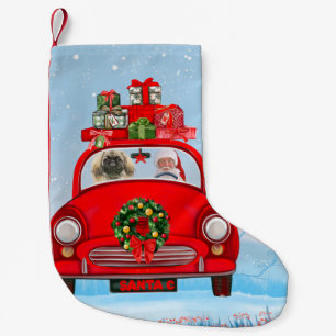 Pekingese Dog In Car With Santa Claus Small Christmas Stocking