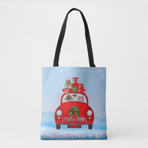 Pekingese Dog In Car With Santa Claus  Tote Bag