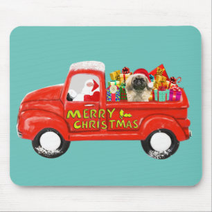 Pekingese Dog in Christmas Delivery Truck Mouse Pad