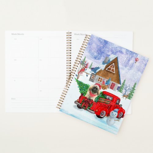 Pekingese Dog In Christmas Delivery Truck Snow Planner
